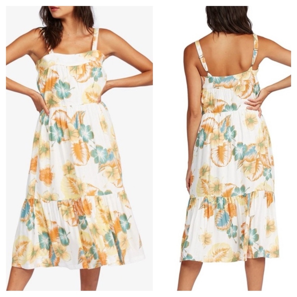 Roxy Tropical Floral Midi Summer Dress Size S